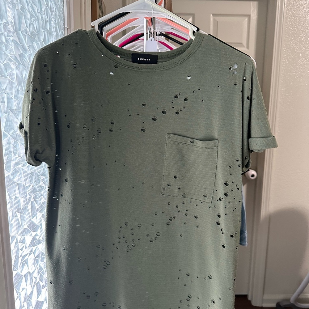 Twenty Green Short Sleeve Distressed Tee